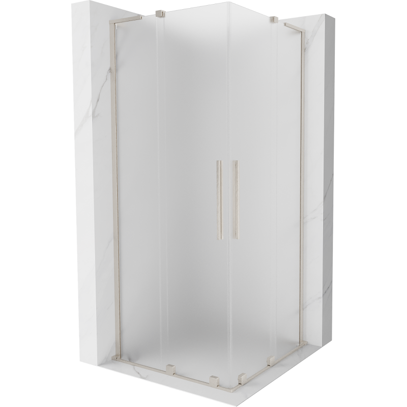 Mexen Velar L Duo posuvná sprchová kabína 100 x 100 cm, mrazené sklo, brúsený nikel - 871-100-100-02-33-97