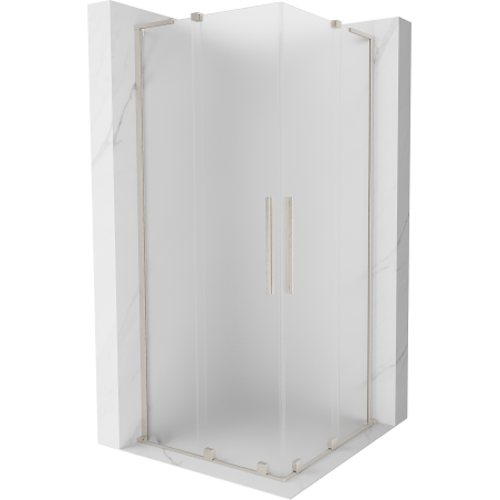 Mexen Velar L Duo posuvná sprchová kabína 100 x 100 cm, mraz, brúsený nikel - 871-100-100-02-33-97