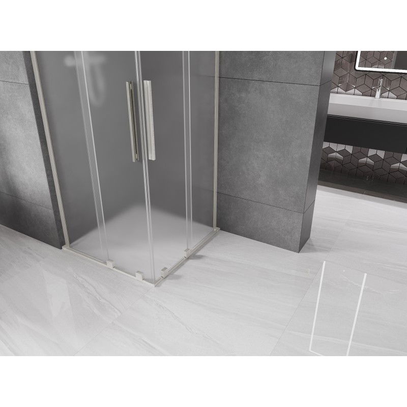 Mexen Velar L Duo posuvná sprchová kabína 100 x 100 cm, matná, brúsený nikel - 871-100-100-02-33-97