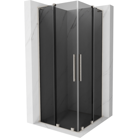 Mexen Velar L Duo sprchová kabína posúvacia 90 x 90 cm, grafit, brúsený nikel - 871-090-090-02-43-97