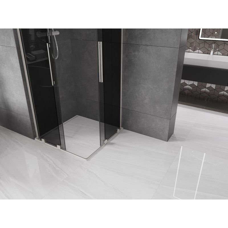 Mexen Velar L Duo sprchová kabína posúvacia 90 x 90 cm, grafit, brúsený nikel - 871-090-090-02-43-97