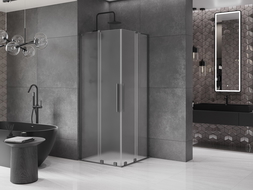Mexen Velar L Duo posuvná sprchová kabína 80 x 80 cm, matné sklo, čierna - 871-080-080-02-33-95