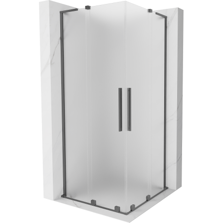 Mexen Velar L Duo posuvná sprchová kabína 100 x 100 cm, matné sklo, gun metal - 871-100-100-02-33-95