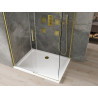 Mexen Omega posuvná sprchová kabína 100 x 80 cm, priehľadná, zlatá + sprchová vanička Flat - 825-100-080-50-00-4010