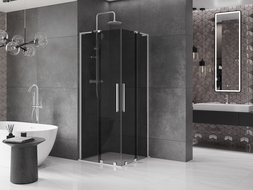 Mexen Velar L Duo posuvná sprchová kabína 80 x 80 cm, grafit, chróm - 871-080-080-02-43-01