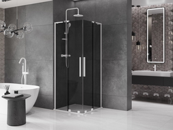 Mexen Velar L Duo posuvná sprchová kabína 90 x 90 cm, grafit, biela - 871-090-090-02-43-20