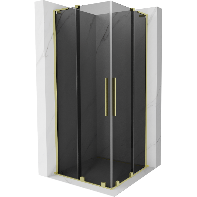 Mexen Velar L Duo posuvná sprchová kabína 80 x 80 cm, grafitová, zlatá kartáčovaná - 871-080-080-02-43-55