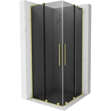 Mexen Velar L Duo posuvná sprchová kabína 80 x 80 cm, grafitová, zlatá kartáčovaná - 871-080-080-02-43-55