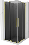 Mexen Velar L Duo sprchovací kút posuvný 90 x 90 cm, grafit, zlatá kartáčovaná - 871-090-090-02-43-55