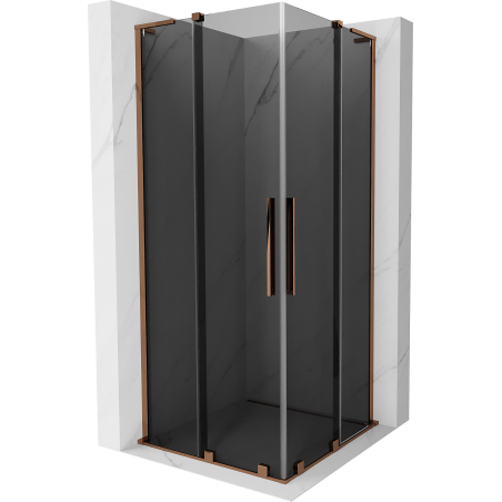 Mexen Velar L Duo posuvná sprchová kabína 90 x 90 cm, grafit, ružové zlato - 871-090-090-02-43-60