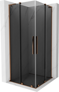 Mexen Velar L Duo sprchovací kút posuvný 90 x 90 cm, grafit, ružové zlato - 871-090-090-02-43-60