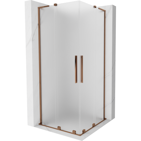 Mexen Velar L Duo posuvná sprchová kabína 100 x 100 cm, mrazené, ružové zlato - 871-100-100-02-33-60