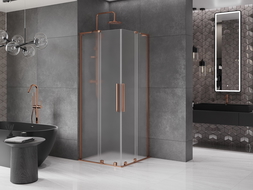 Mexen Velar L Duo posuvná sprchová kabína 100 x 100 cm, mrazené, ružové zlato - 871-100-100-02-33-60