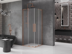Mexen Velar L Duo posuvná sprchová kabína 100 x 100 cm, mráz, brúsená meď - 871-100-100-02-33-65