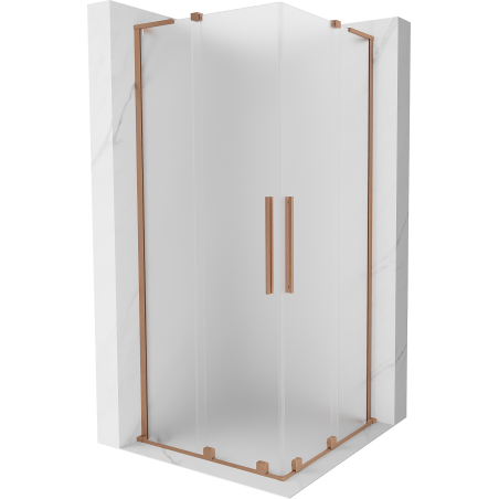 Mexen Velar L Duo posuvná sprchová kabína 100 x 100 cm, mráz, brúsená meď - 871-100-100-02-33-65