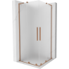 Mexen Velar L Duo posuvná sprchová kabína 100 x 100 cm, mráz, brúsená meď - 871-100-100-02-33-65