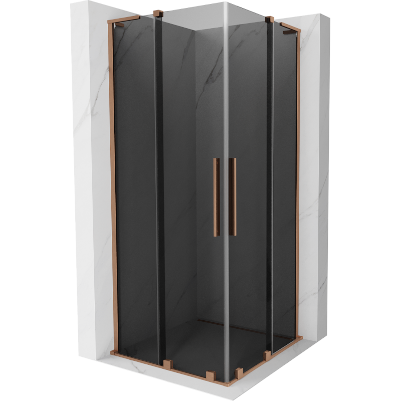 Mexen Velar L Duo sprchovací kút posuvný 80 x 80 cm, grafit, brúsená meď - 871-080-080-02-43-65