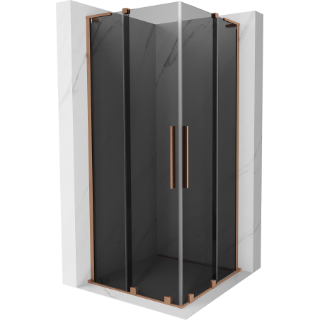 Mexen Velar L Duo sprchovací kút posuvný 80 x 80 cm, grafit, brúsená meď - 871-080-080-02-43-65