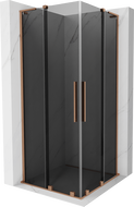 Mexen Velar L Duo sprchovací kút posuvný 80 x 80 cm, grafit, brúsená meď - 871-080-080-02-43-65