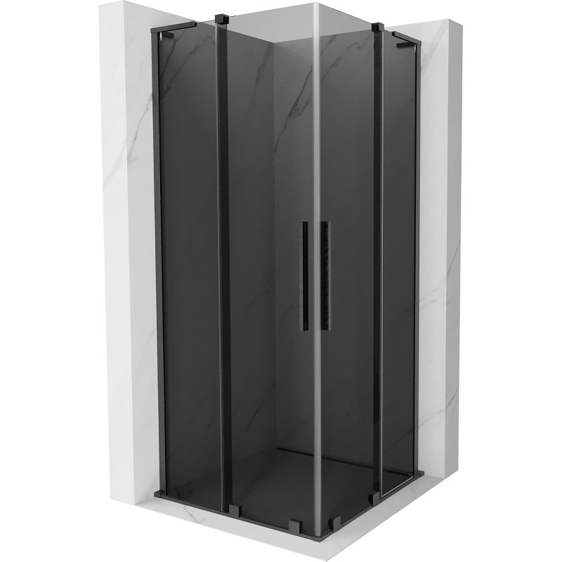 Mexen Velar L Duo posuvná sprchová kabína 100 x 100 cm, grafit, gun gray brúsená - 871-100-100-02-43-66