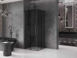 Mexen Velar L Duo posuvná sprchová kabína 100 x 100 cm, grafit, gun gray brúsená - 871-100-100-02-43-66