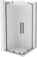 Mexen Velar L Duo posuvná sprchová kabína 80 x 80 cm, mrazené sklo, kartáčovaná gun gray - 871-080-080-02-33-66