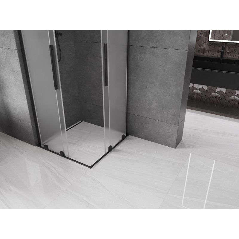 Mexen Velar L Duo posuvná sprchová kabína 80 x 80 cm, mrazená, čierna - 871-080-080-02-33-70