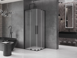 Mexen Velar L Duo sprchovací kút posuvný 100 x 100 cm, matný, čierny - 871-100-100-02-33-70
