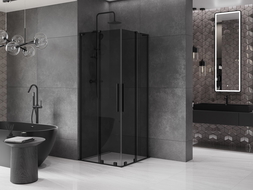 Mexen Velar L Duo posuvná sprchová kabína 100 x 100 cm, grafit, čierna - 871-100-100-02-43-70