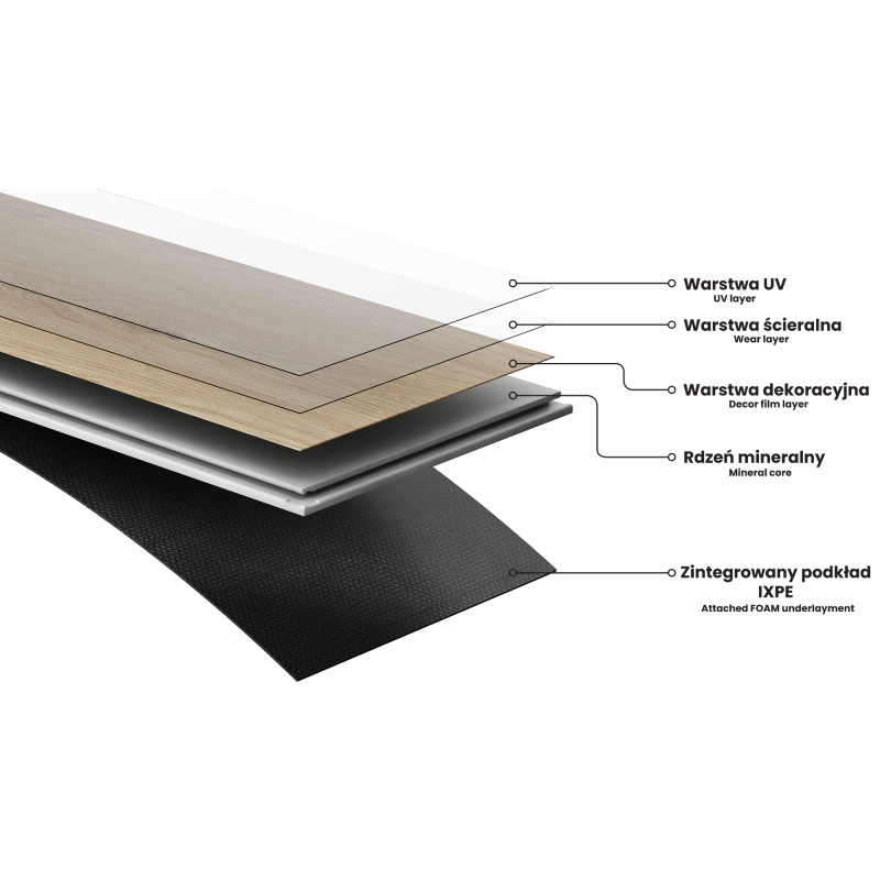 Mexen Salinas  vzorka vinylových panelov 1240 x 182 mm SPC 6,5 mm, podklad IXPE 1,5 mm, 4 V-Fuga, Dub - F1128-S