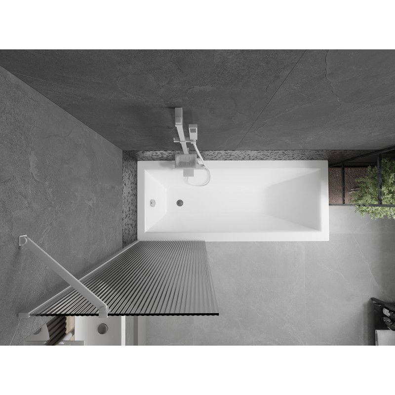 Mexen Next vaňový paravan jedno-krídlový 60 x 150 cm, pruhy, biely - 895-060-000-00-09-20