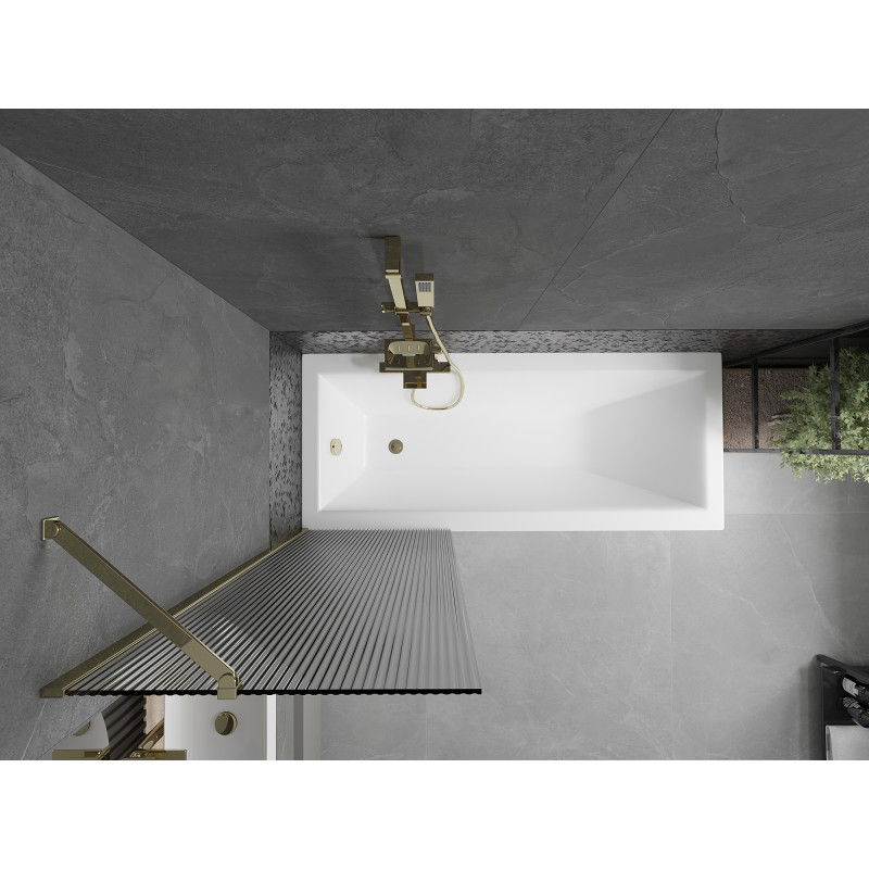 Mexen Next sprchová zástena, 1-krídlová, 60 x 150 cm, pruhy, zlatá - 895-060-000-00-09-50