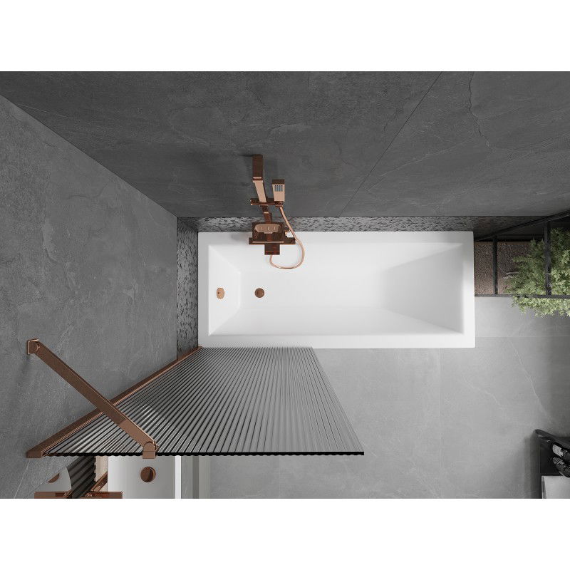 Mexen Next vaňová zástena 1-krídlová 70 x 150 cm, prúžky, ružové zlato - 895-070-000-00-09-60