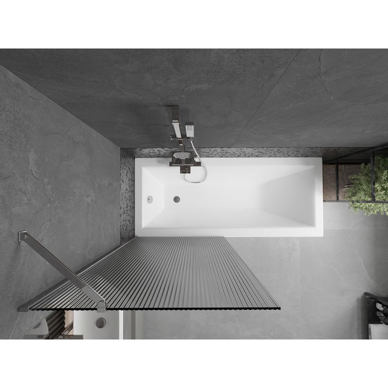 Mexen Next vaňová zástena 1-krídlová 80 x 150 cm, prúžky, chróm - 895-080-000-00-09-01