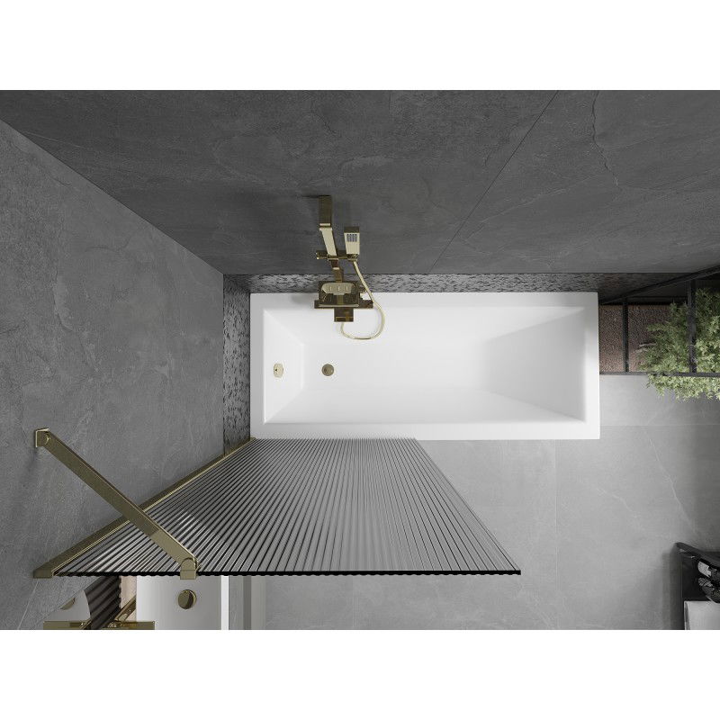 Mexen Next vaňová zástena, 1-krídlová 80 x 150 cm, pruhovaná, zlatá - 895-080-000-00-09-50