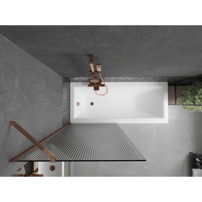 Mexen Next vaňová zástena 1-krídlová 80 x 150 cm, prúžky, ružové zlato - 895-080-000-00-09-60