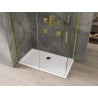 Mexen Omega posuvná sprchová kabína 130 x 70 cm, transparentná, zlatá + sprchová vanička Flat - 825-130-070-50-00-4010