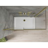 Mexen Omega zasúvacia sprchová kabína 130 x 70 cm, transparentná, zlatá + brodzik Flat - 825-130-070-50-00-4010