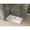 Mexen Omega posuvná sprchová kabína 140 x 80 cm, transparentná, zlatá + vanička Flat - 825-140-080-50-00-4010