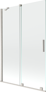Mexen Velar vaňová zástena 2-krídlová posuvná 120 x 150 cm, transparentná, brúsený nikel - 896-120-000-01-97