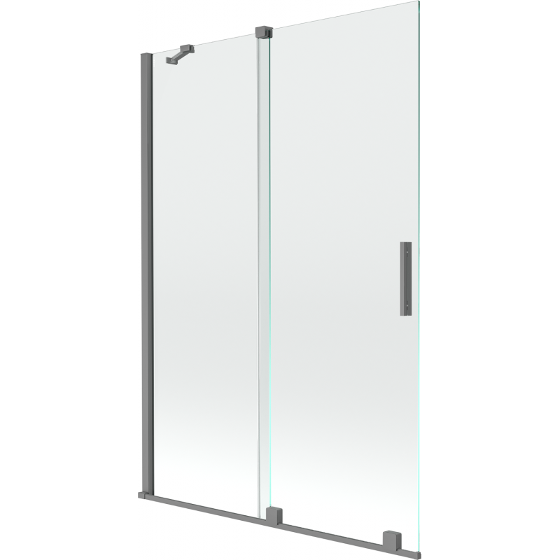 Mexen Velar dvojkrídlový posuvný vaňový panel 120 x 150 cm, priehľadný, gun metal - 896-120-000-01-95