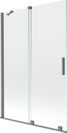 Mexen Velar dvojkrídlový posuvný vaňový panel 120 x 150 cm, priehľadný, gun metal - 896-120-000-01-95