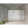 Mexen Omega posuvný sprchový kút 140 x 90 cm, transparentný, zlatý + vanička Flat - 825-140-090-50-00-4010