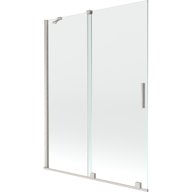 Mexen Velar vaňová zástena 2-krídlová posuvná 130 x 150 cm, transparentná, brúsený nikel - 896-130-000-01-97