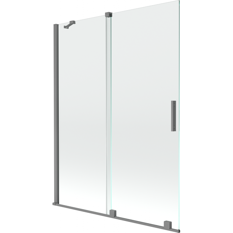 Mexen Velar vaňa paraván 2-dielny zasúvací 130 x 150 cm, priehľadný, gun metal - 896-130-000-01-95