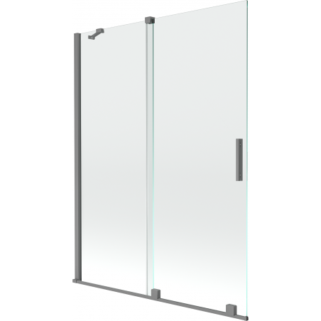 Mexen Velar vaňa paraván 2-dielny zasúvací 130 x 150 cm, priehľadný, gun metal - 896-130-000-01-95
