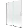 Mexen Velar vaňa paraván 2-dielny zasúvací 130 x 150 cm, priehľadný, gun metal - 896-130-000-01-95