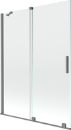 Mexen Velar vaňa paraván 2-dielny zasúvací 130 x 150 cm, priehľadný, gun metal - 896-130-000-01-95