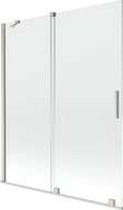 Mexen Velar dvojkrídlová sprchová zástena rozsuvná 140 x 150 cm, transparentná, brúsený nikel - 896-140-000-01-97