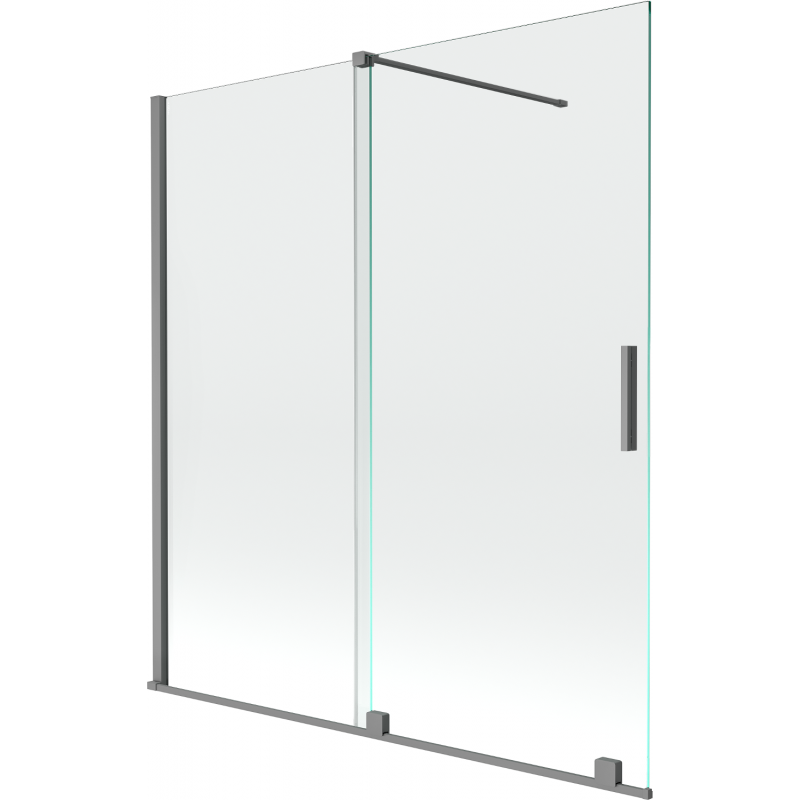 Mexen Velar vaňová zástena 2-krídlová posuvná 150 x 150 cm, transparentná, gun metal - 896-150-000-01-95